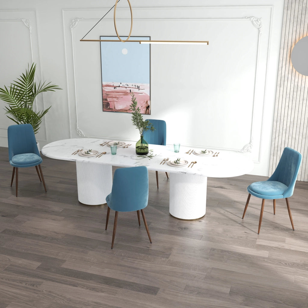 Sedie da Cucina Imbottite, Set 4 Pezzi in Poliestere e Acciaio, 47x55x86 cm, Blu