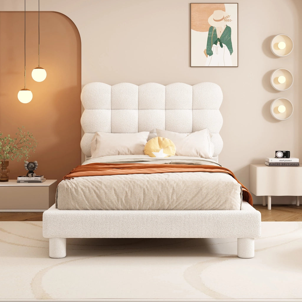 Letto Imbottito con Testiera Regolabile ¨C MINIMAL ¨C Bianco 90x200