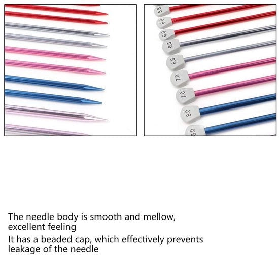 Set di Aghi per Maglia da 15 pezzi - Aghi per Maglia Metalliche - Lunghezza 35 cm - Diversi Diametri 2-12 mm - Adatto per Maglie e Calze - Aghi per Maglia