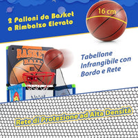 Macchina da Pallacanestro per Bambini, Set Giochi 2-in-1 da Interno ed Esterno per Basket e Palline Attaccanti con Segnapunti Elettronico ed Effetti Sonori, Regalo per Bambini e Bambine 3+