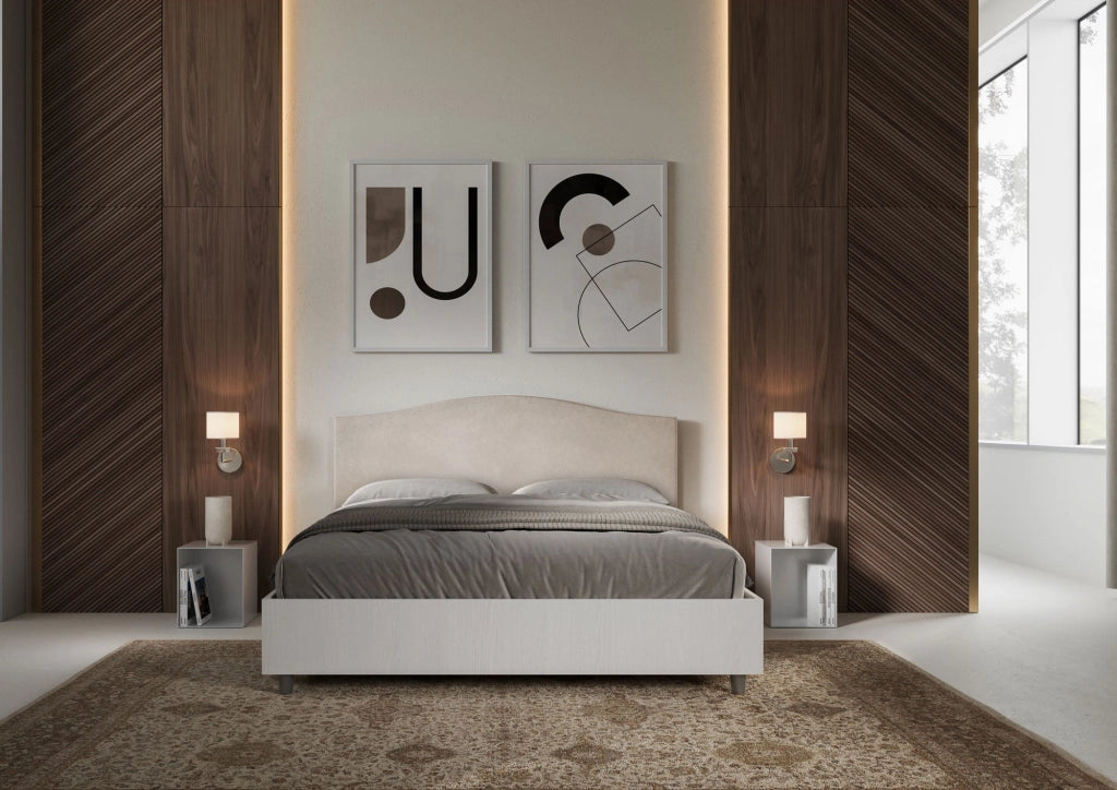 Letto Matrimoniale 160x190 cm con Rete e Contenitore Grace Sabbia