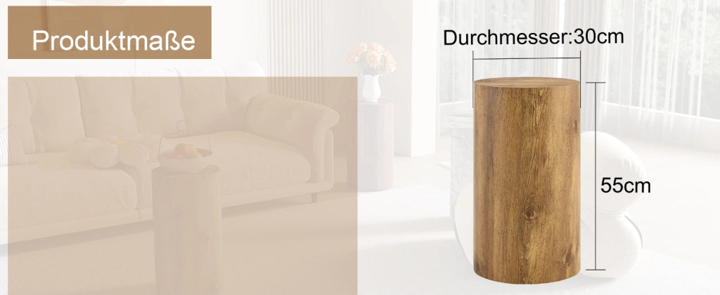 TAVOLINO rotondo 30x55 cm in MDF effetto legno, colore legno