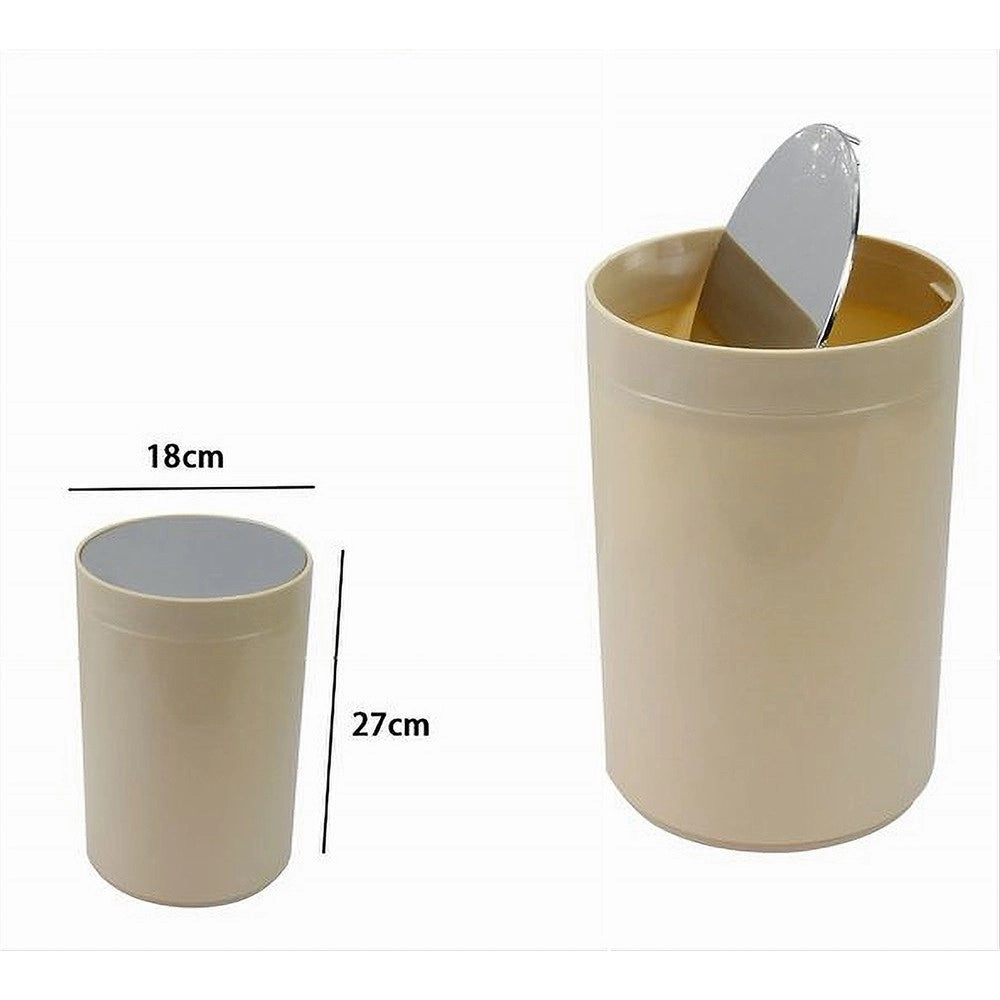 Trade Shop - Pattumiera Cestino Secchio Rifiuti Beige Arredo Bagno Coperchio Basculante 79885 -