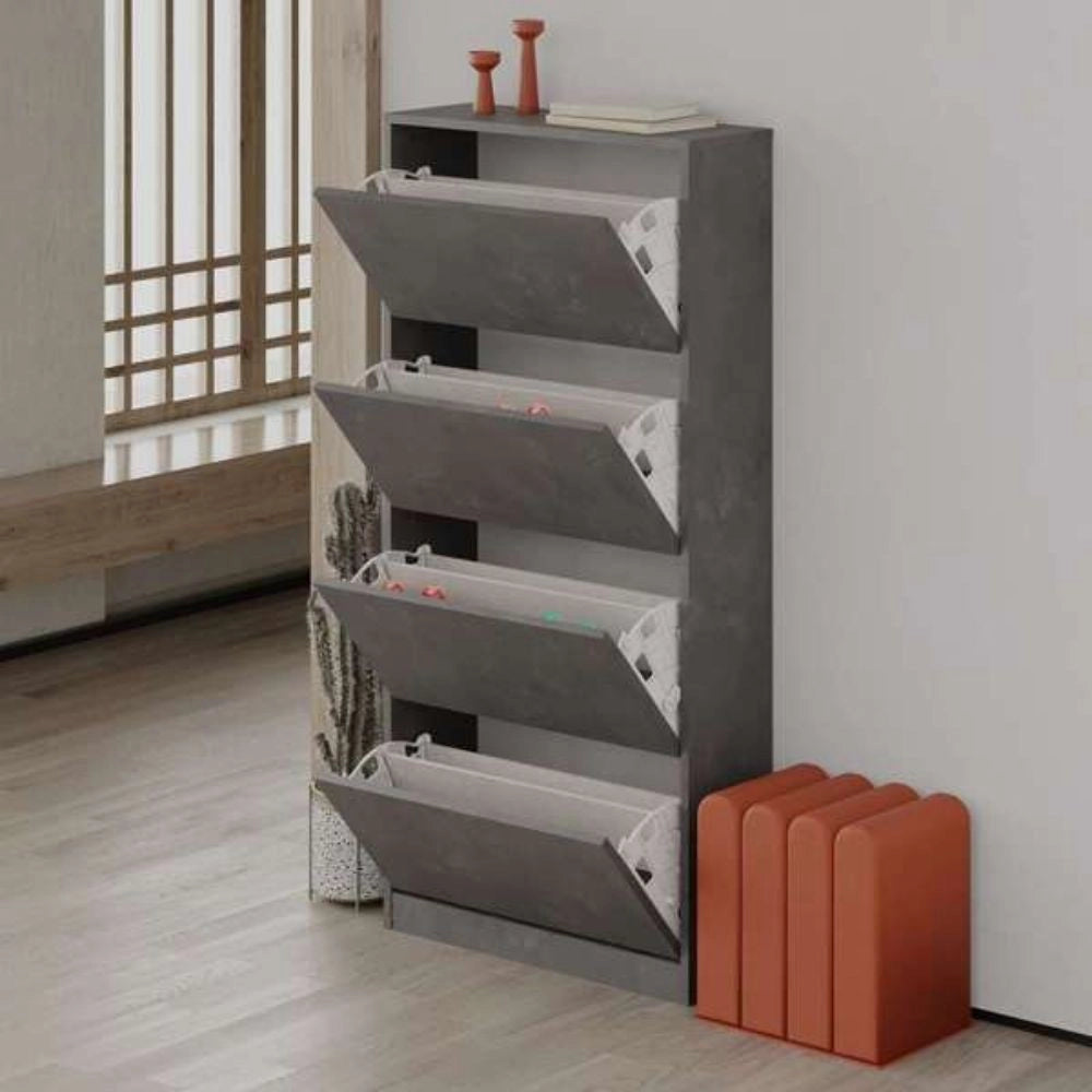 Scarpiera quattro ante a ribalta SHC540RETRO 73x26x154,5 colore grigio retro