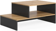 Tavolino da salotto Amely, Quercia dorata/antracite, 90 x 55 cm con ripiano