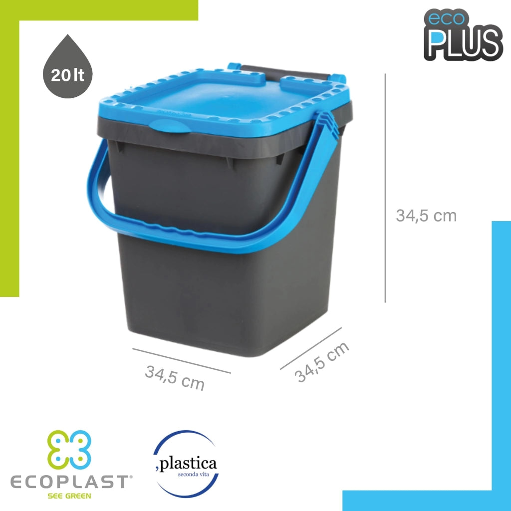 Pattumiera per Raccolta Differenziata Ecoplast 20 lt 34 x 34 x 34 cm