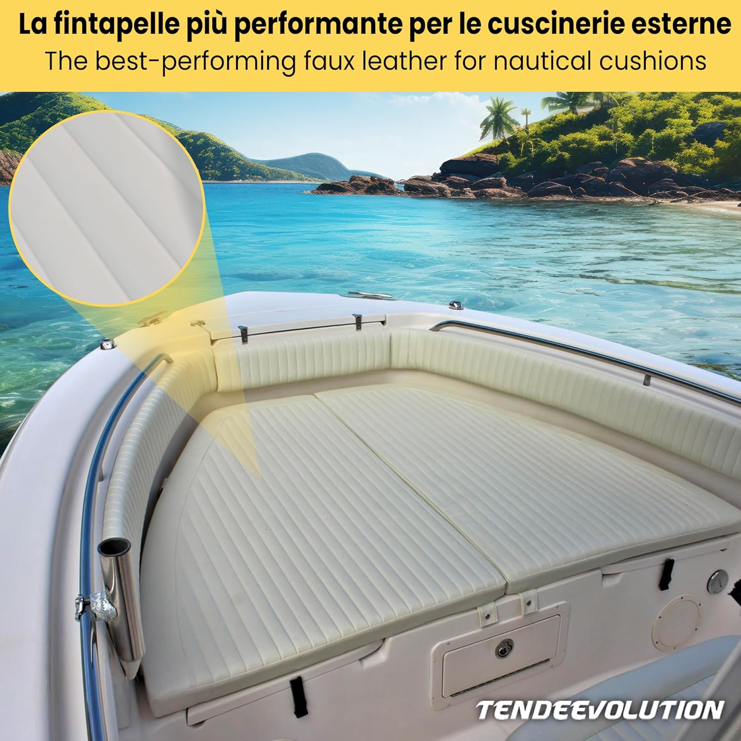 Finta Pelle Trapuntata Bianca - Resistente, Ideale per Nautica Interno e Esterno - Vendita al Mezzo Metro