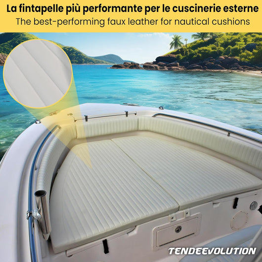 Finta Pelle Trapuntata Bianca - Resistente, Ideale per Nautica Interno e Esterno - Vendita al Mezzo Metro