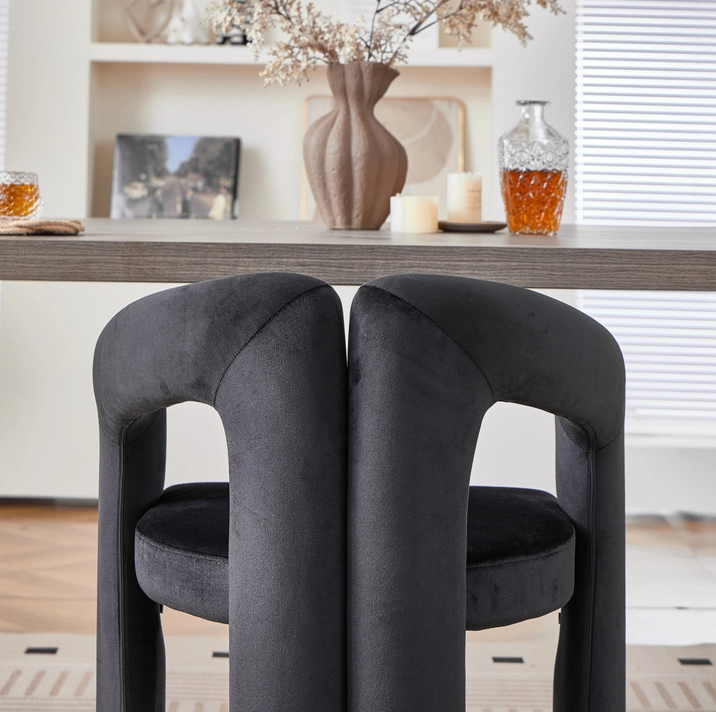 Sedia da Pranzo in Velluto con Braccioli Ergonomici Nera per Sala da Pranzo e Ufficio