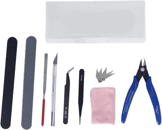 Kit di strumenti per stampa 3D, set di strumenti in acciaio di alta resistenza per stampa 3D, pinze, pinzette, lima, coltello per intaglio, kit di strumenti per artigianato 

Modello: 
- Peso: 0,5 kg
- Dimensioni: 40 x 20 x 10 cm