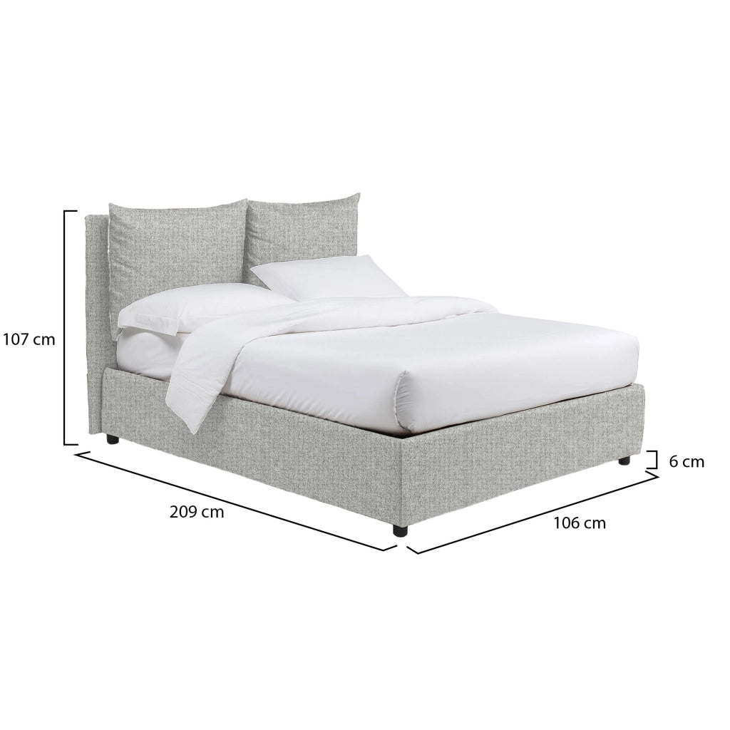 Todmorden, Letto Singolo Sfoderabile Made in Italy, Grigio Chiaro