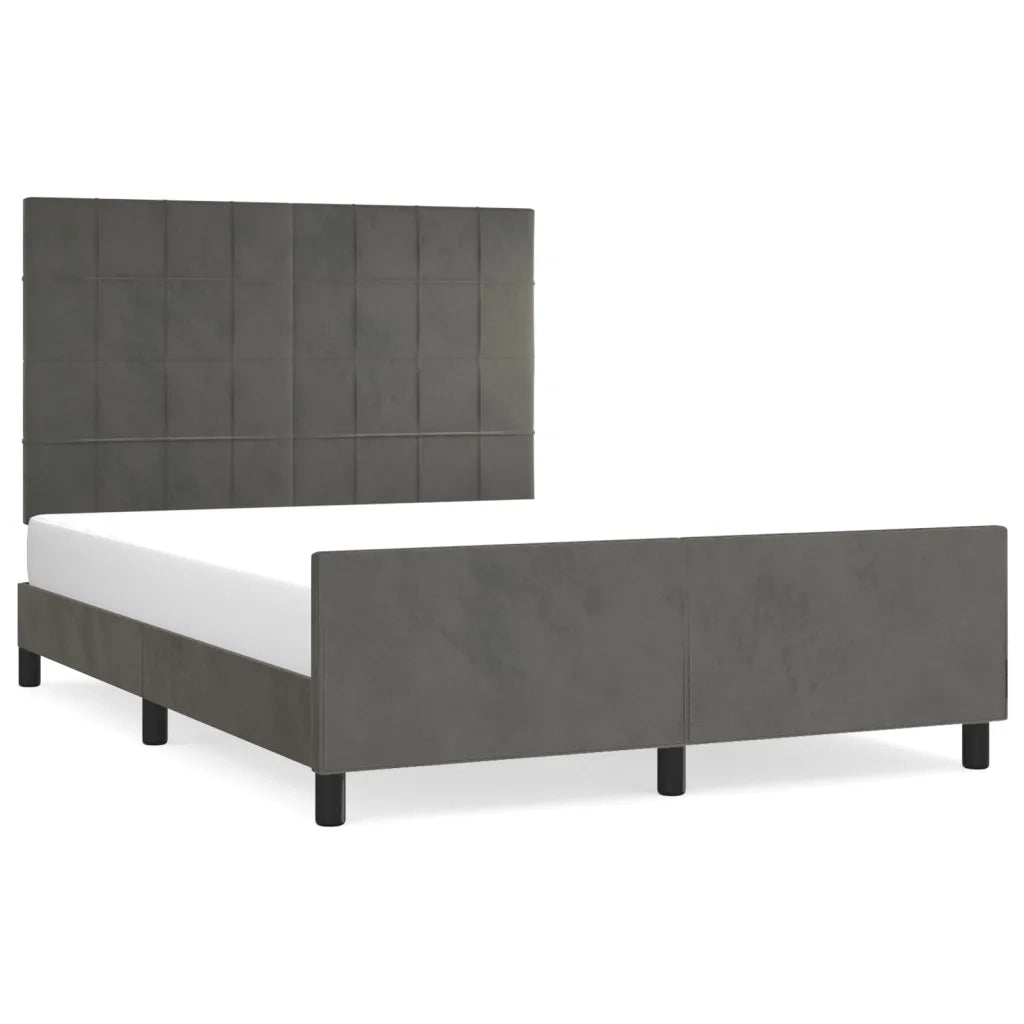 Giroletto senza Materasso Grigio Scuro 140x200 cm Velluto