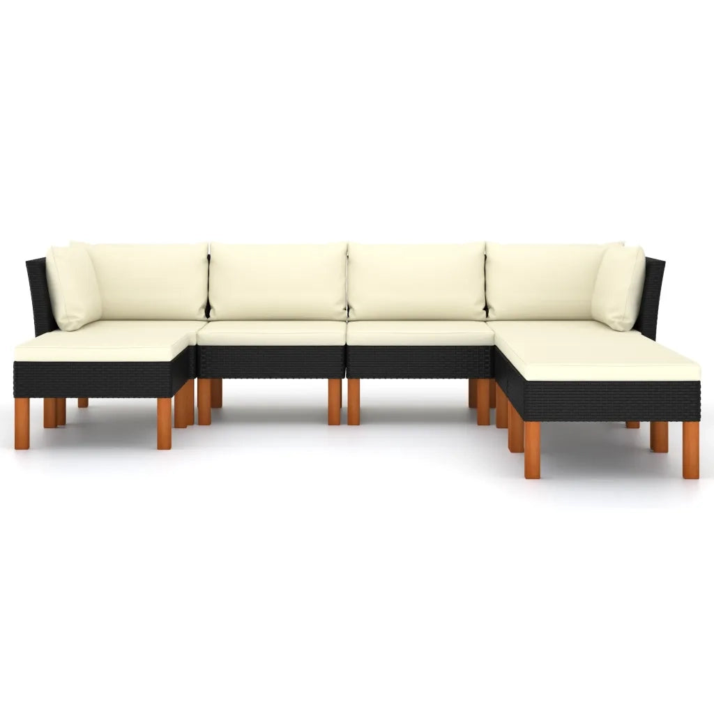 Set Divani da Giardino 7 pz con Cuscini in Polyrattan Nero cod mxl 39771