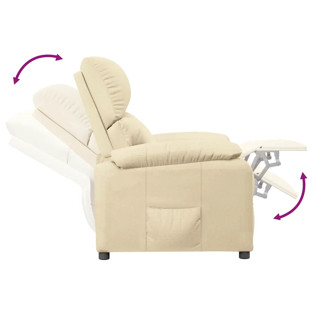 Divano Sedia-Poltrona Reclinabile in Tessuto Crema 870425