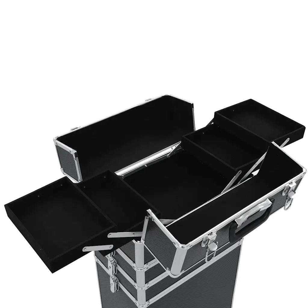 Valigia Trolley per Cosmetici in Alluminio Nero