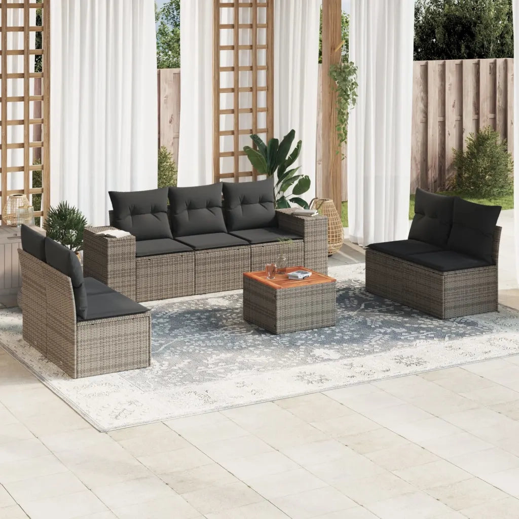 Set Divano da Giardino 8 pz con Cuscini Grigio in Polyrattan 3257733