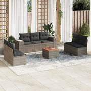 Set Divano da Giardino 8 pz con Cuscini Grigio in Polyrattan 3257733