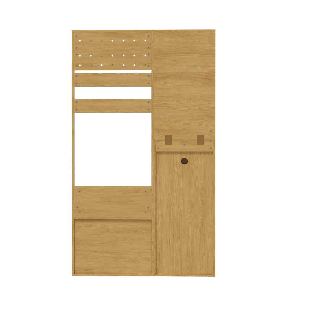 Mobile da ingresso con specchio, 2 cassetti, 1 armadietto e ripiani aperti, in truciolato legno