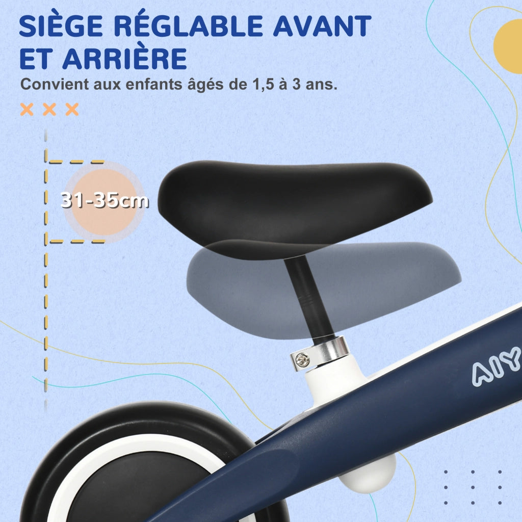 Bicicletta senza pedali per bambini ¨C zephmum ¨C blu regolabile 18-36 mesi
