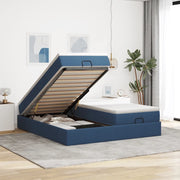 Struttura Letto Pouf con Materassi Blu 180x200cm in Tessuto