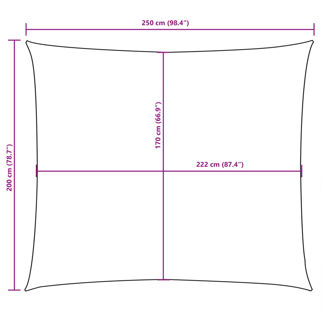 Parasole a Vela Oxford Rettangolare 2x2,5 m Beige