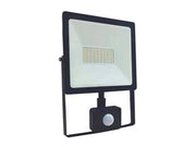 PROIETTORE LED C/SENSORE CREPUSCOLARE DI MOVIMENTO IP44 NERO  50w PIR  4000  °K naturale  4000lm  178x48x225h