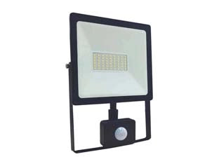 PROIETTORE LED C/SENSORE CREPUSCOLARE DI MOVIMENTO IP44 NERO  50w PIR  4000  °K naturale  4000lm  178x48x225h