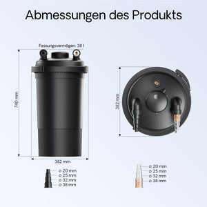 CPF-500 Filtro a pressione con UVC 18 W e chiarificatore per laghetti fino a 30.000l d’acqua