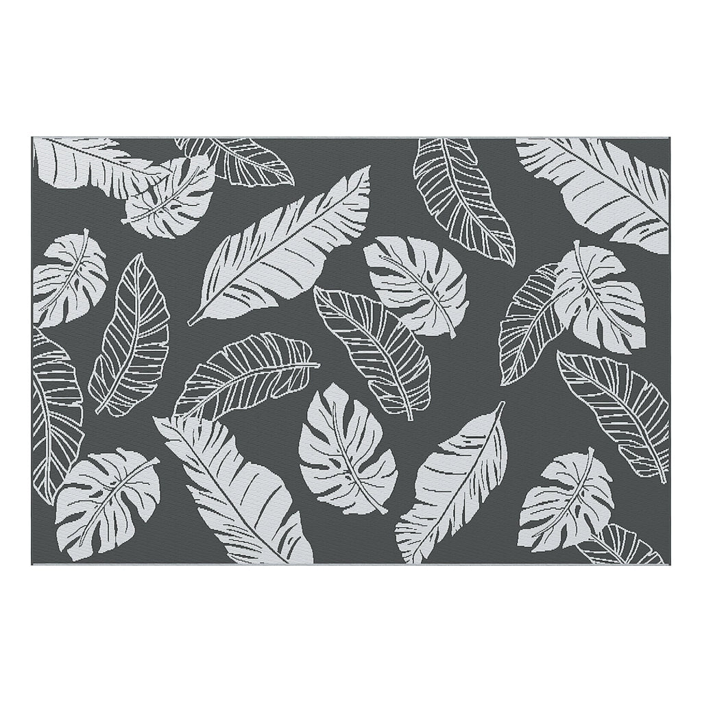 Tappeto reversibile per esterno ¨C Xylo ¨C Motivo foglie grigio/bianco 182x274cm