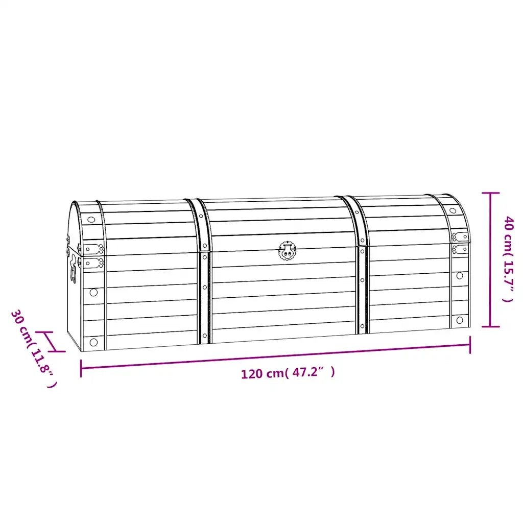 Baule in Legno Massello Stile Vintage 120x30x40 cm 245801