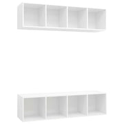 Set di 2 versatili mobili porta TV a parete con vano contenitore 37 x 37 x 142,5 cm legno composito bianco 02_0055108