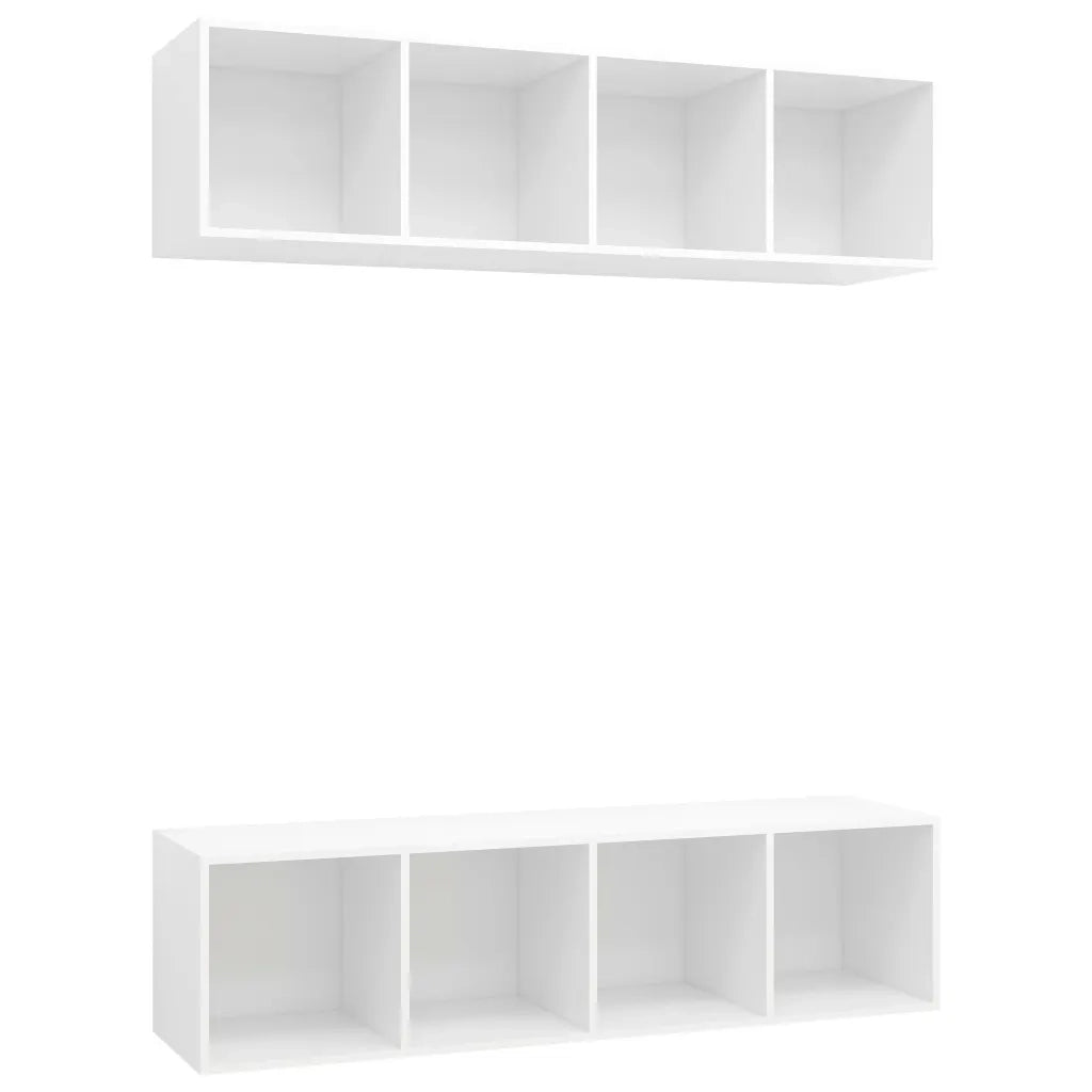Set di 2 versatili mobili porta TV a parete con vano contenitore 37 x 37 x 142,5 cm legno composito bianco 02_0055108