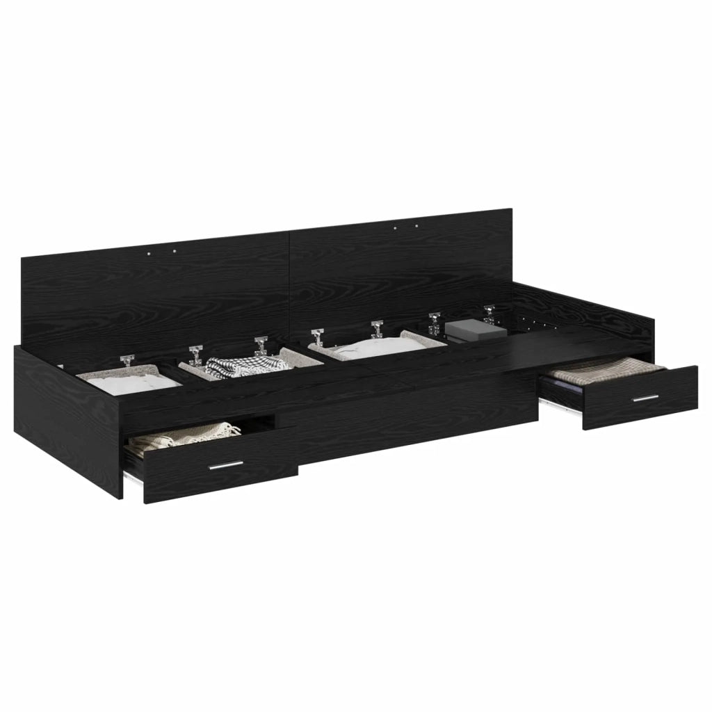 Struttura del letto Rovere Nero 75 x 190 cm Legno multistrato 3335254