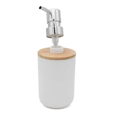 Accessori bagno da appoggio in set 3 pezzi in abs bianco e bambù Surf