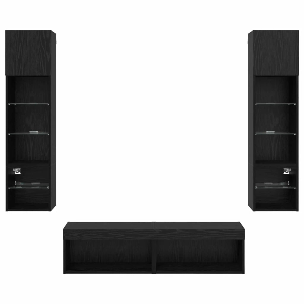 Unità TV da Parete 6 pcs Rovere Nero Legno multistrato 3402934