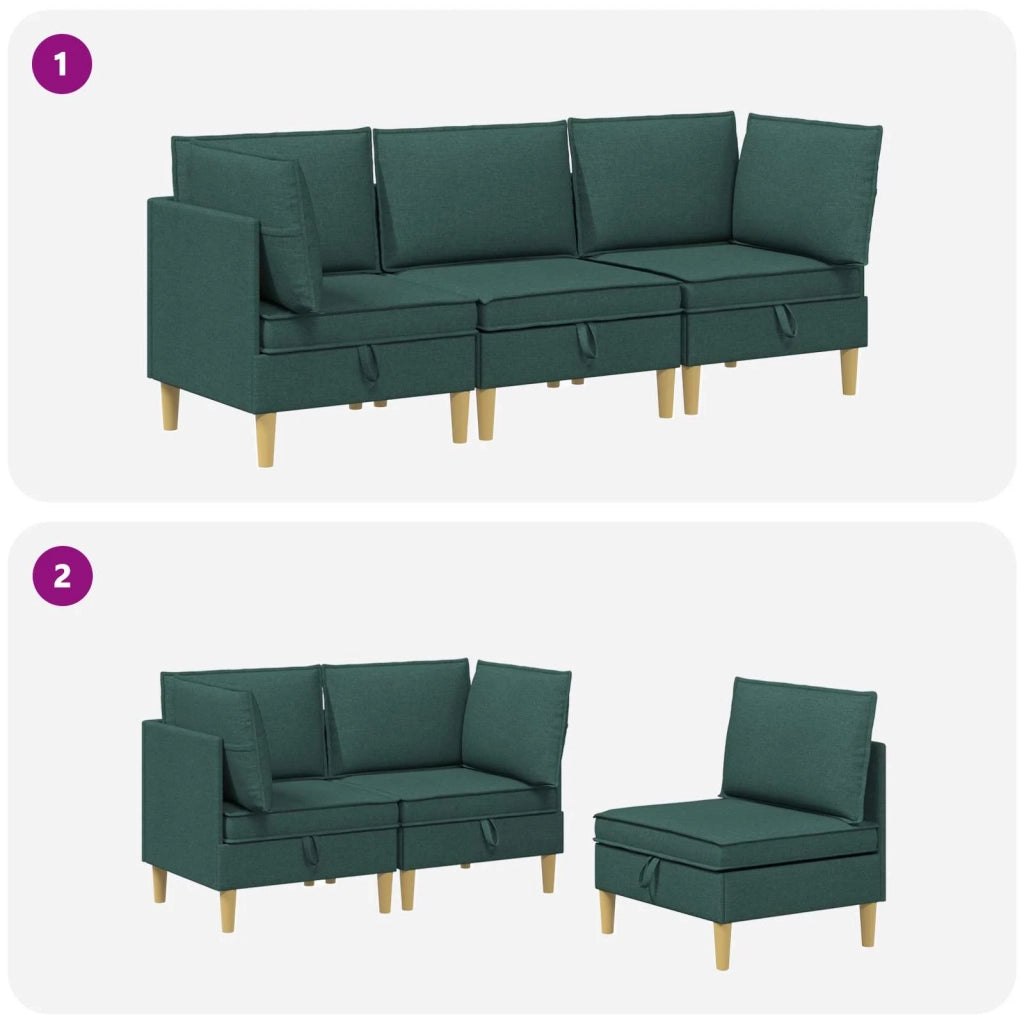 Set di divani modulari con spazio di archiviazione 3 pcs