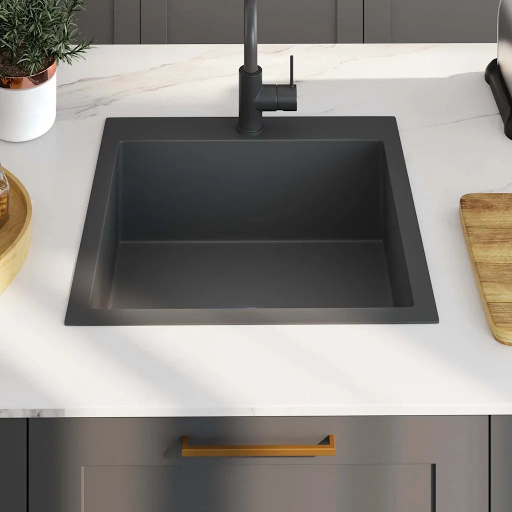 Lavello da Cucina Lavorato a Mano Nero Acciaio Inox 51511
