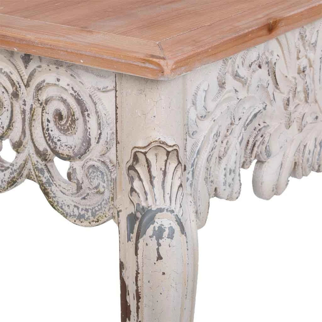 Mueble de entrada in legno bianco invecchiato e naturale 120x40x77h cm
