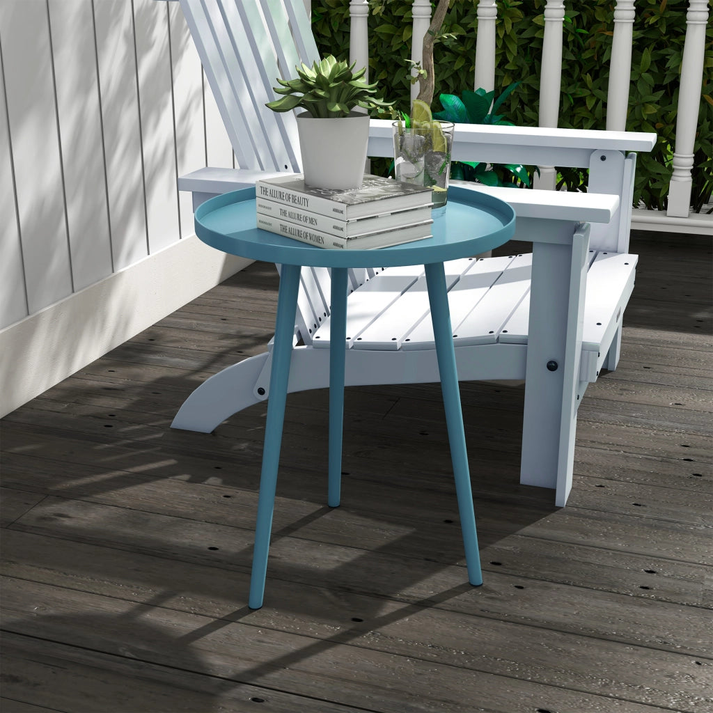 Tavolino da esterno rotondo in metallo ¨C zephmum ¨C ?40x50 cm blu