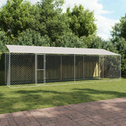 Gabbia per Cani con Tetto Argento 800 x 200 x 256 cm 3368303
