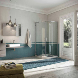 Box Doccia Semicircolare 2 Ante Scorrevoli In Cristallo Opaco 6mm H185 Fosterberg Vejle 80x80xH185 cm