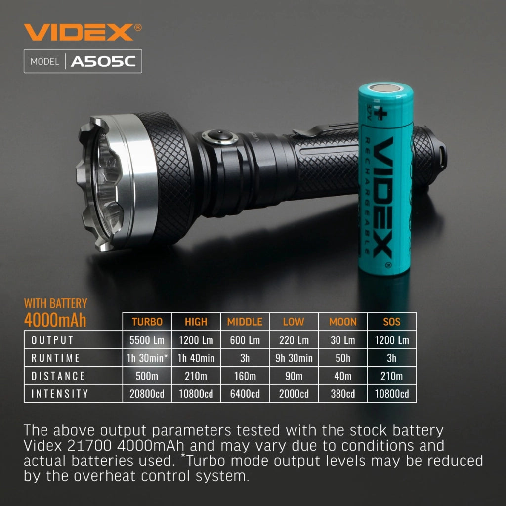Torcia tattica Videx VLF-A505C 5500lm 500m IP68 ricaricabile