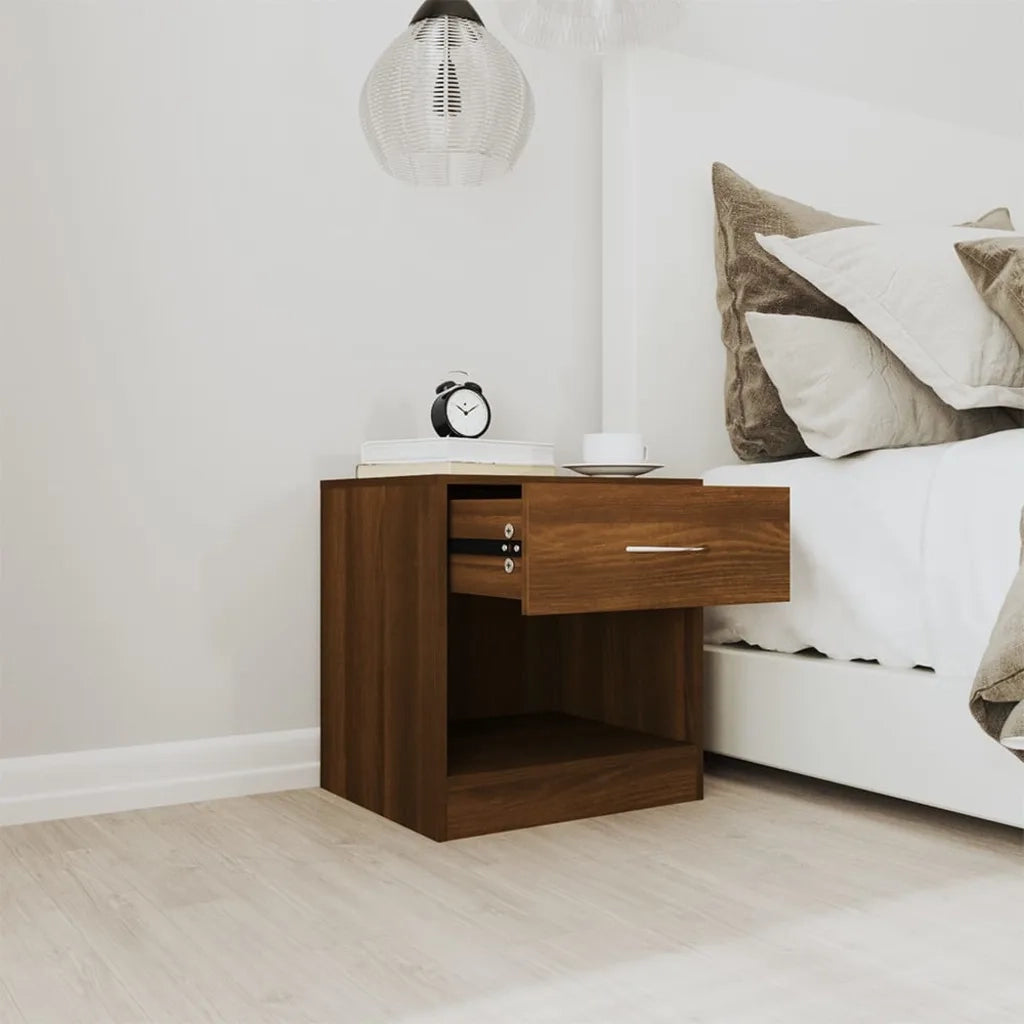 Comodini 2 pz con Cassetto Rovere Marrone 342588