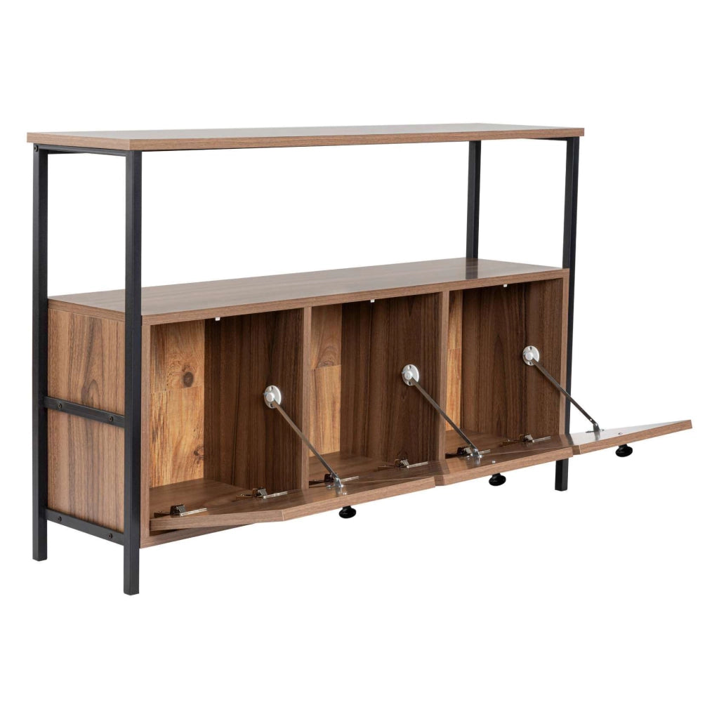 Madia Noda, Credenza 2 Ripiani, 120x30x77h cm Marrone Noce