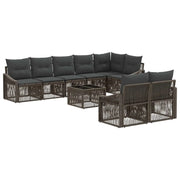 Set Divano da Giardino 9 pcs Grigio polyrattan