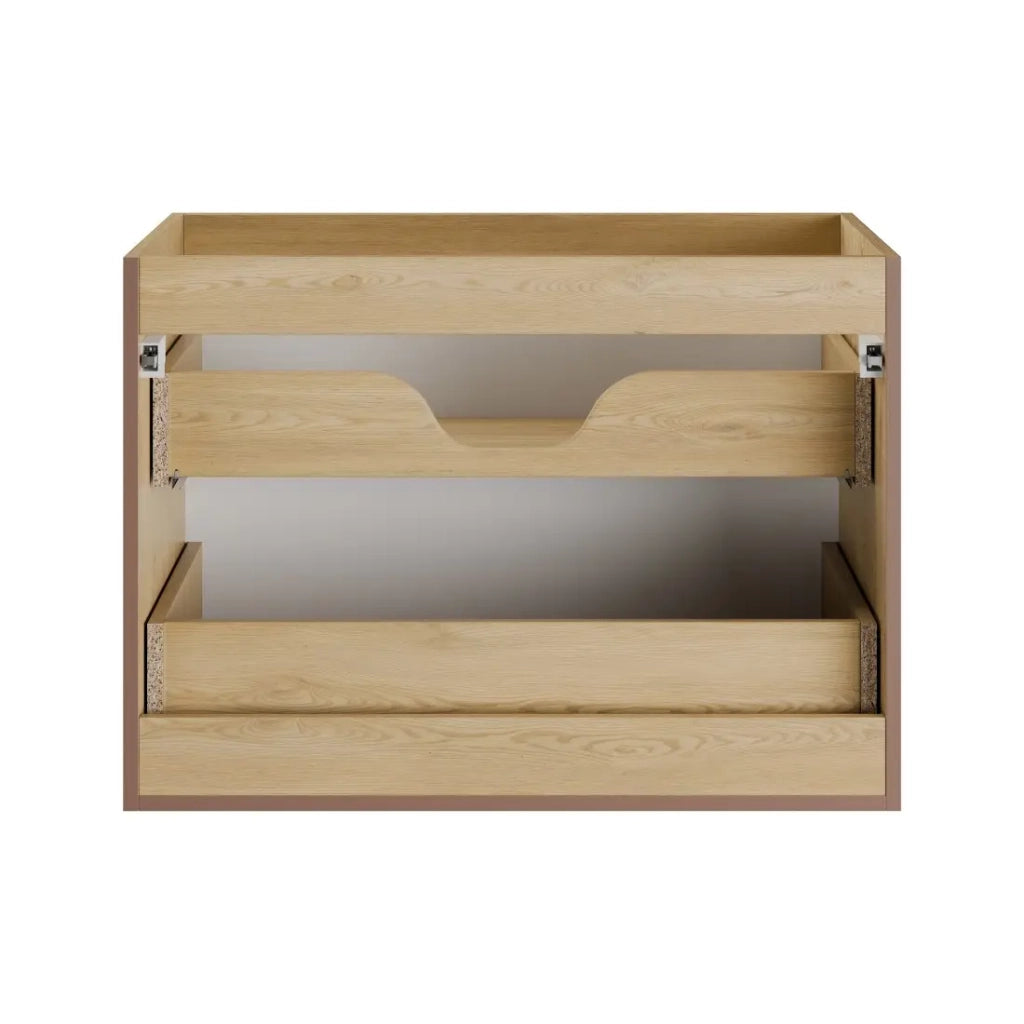 Mobile sottolavabo NATURA – 2 cassetti – Rovere chiaro – L80 × P45 × H57 cm – Da appendere