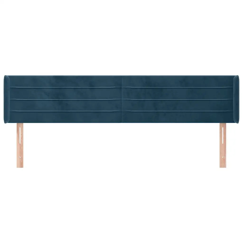Testiera | Testata ad Orecchio Blu Scuro 163x16x78/88 cm in Velluto