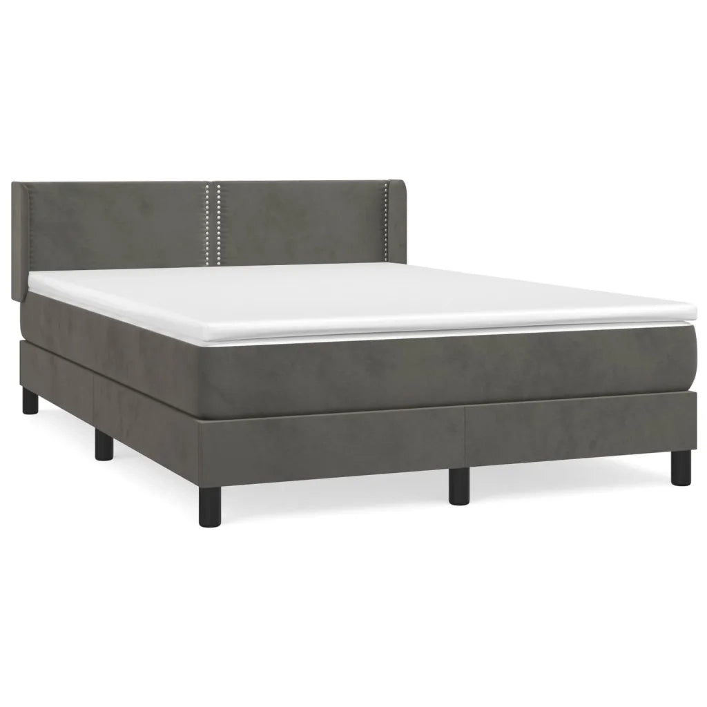 Giroletto a Molle con Materasso Grigio Scuro 140x190 cm Velluto 3130896