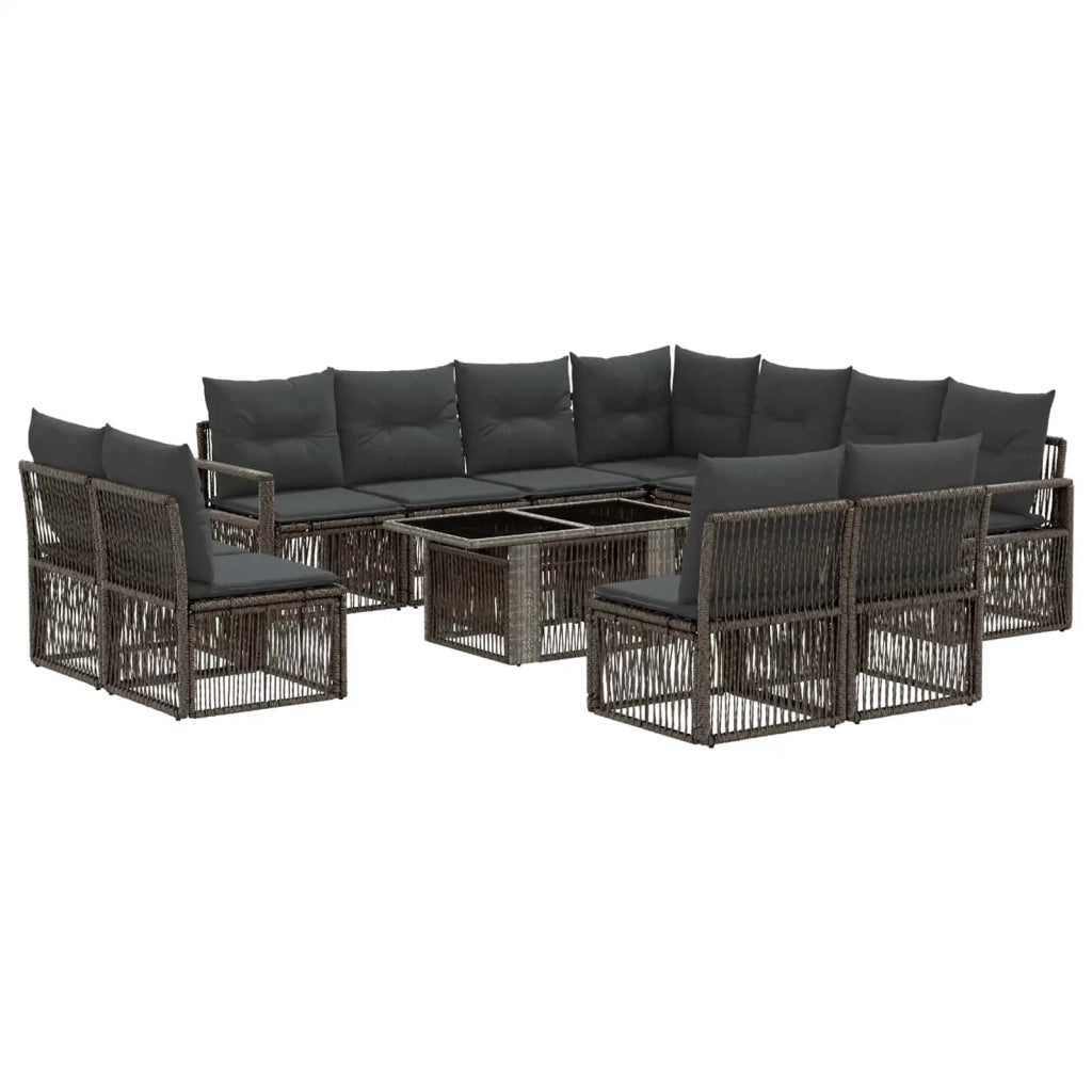 Set Divano da Giardino 12 pz Grigio e Grigio Scuro polyrattan 3437114