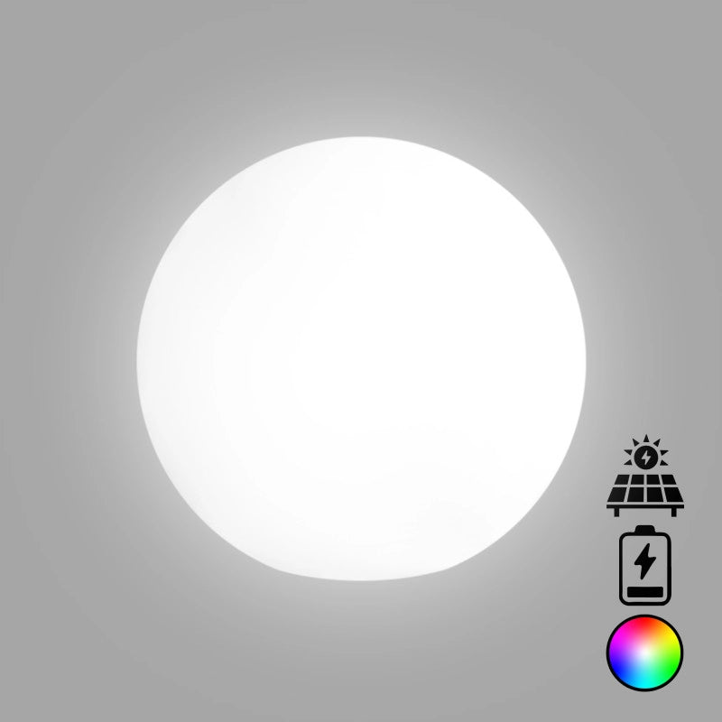 Lampada sfera di design Ø70 in polimero luce multicolor con bateria e solare per interno ed esterno - Made in Italy - Monacis
